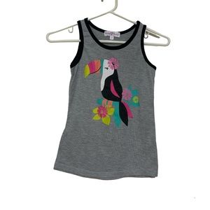 4/$20 Bella & Birdie girls rainbow Toucan tank top